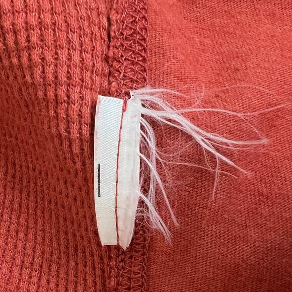 Eddie Bauer Women’s Thermal Knit Top 3X Rust Henley Long Sleeve Waffle Knit - Picture 5 of 5